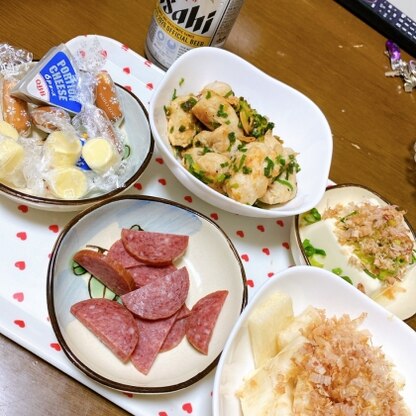 おつまみにつくりました❤️ささみ肉のおつまみネタ切れで助かりました！めちゃくちゃおいしかったです⸜(* ॑꒳ ॑*  )⸝